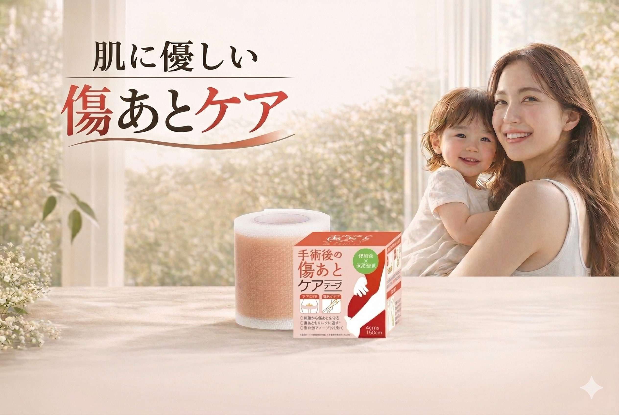 肌に優しい傷あとケア 親子の笑顔と傷あとケアテープ商品